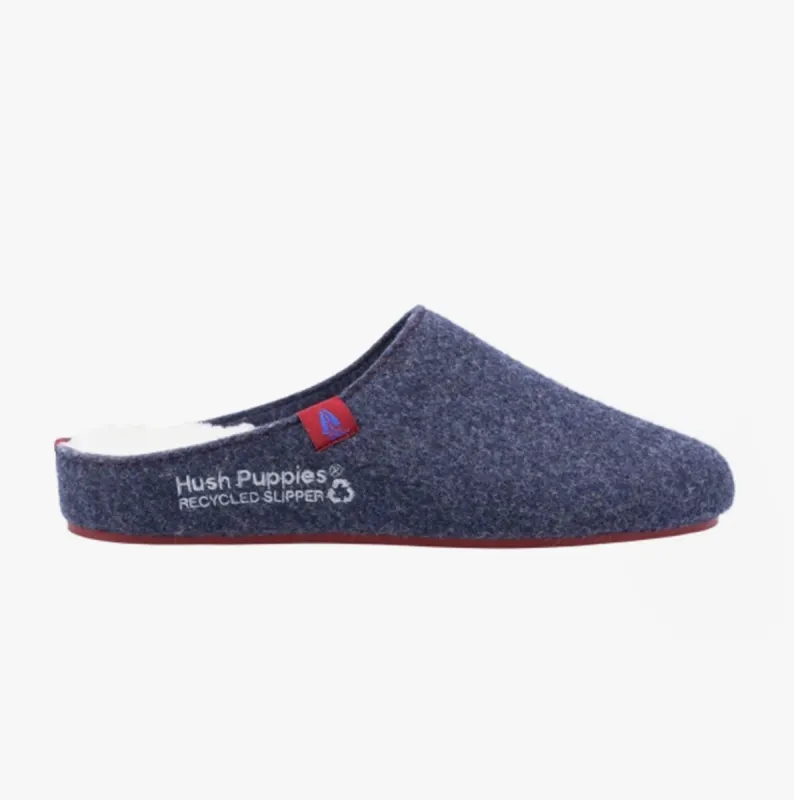 Hush Puppies GOOD Mens Recycled Felt Mule Slippers Navy sold by House of Slippers