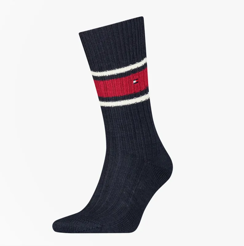 Tommy Hilfiger Ribbed Wool Mens Premium Trainer Socks Navy made by Tommy Hilfiger