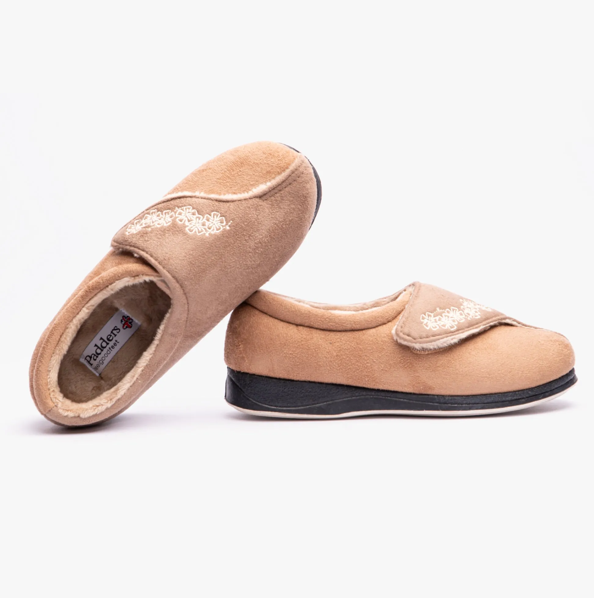 Padders HUG Womens (2E Fit) Touch Fasten Slippers Taupe sold by House of Slippers product image thumbnail 4
