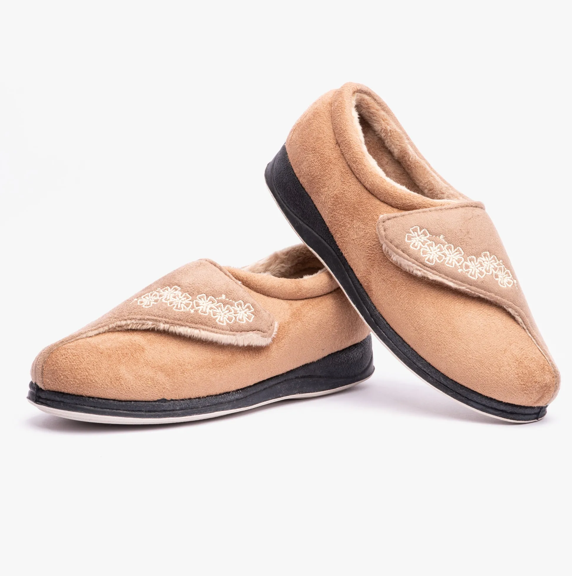 Padders HUG Womens (2E Fit) Touch Fasten Slippers Taupe sold by House of Slippers product image thumbnail 2