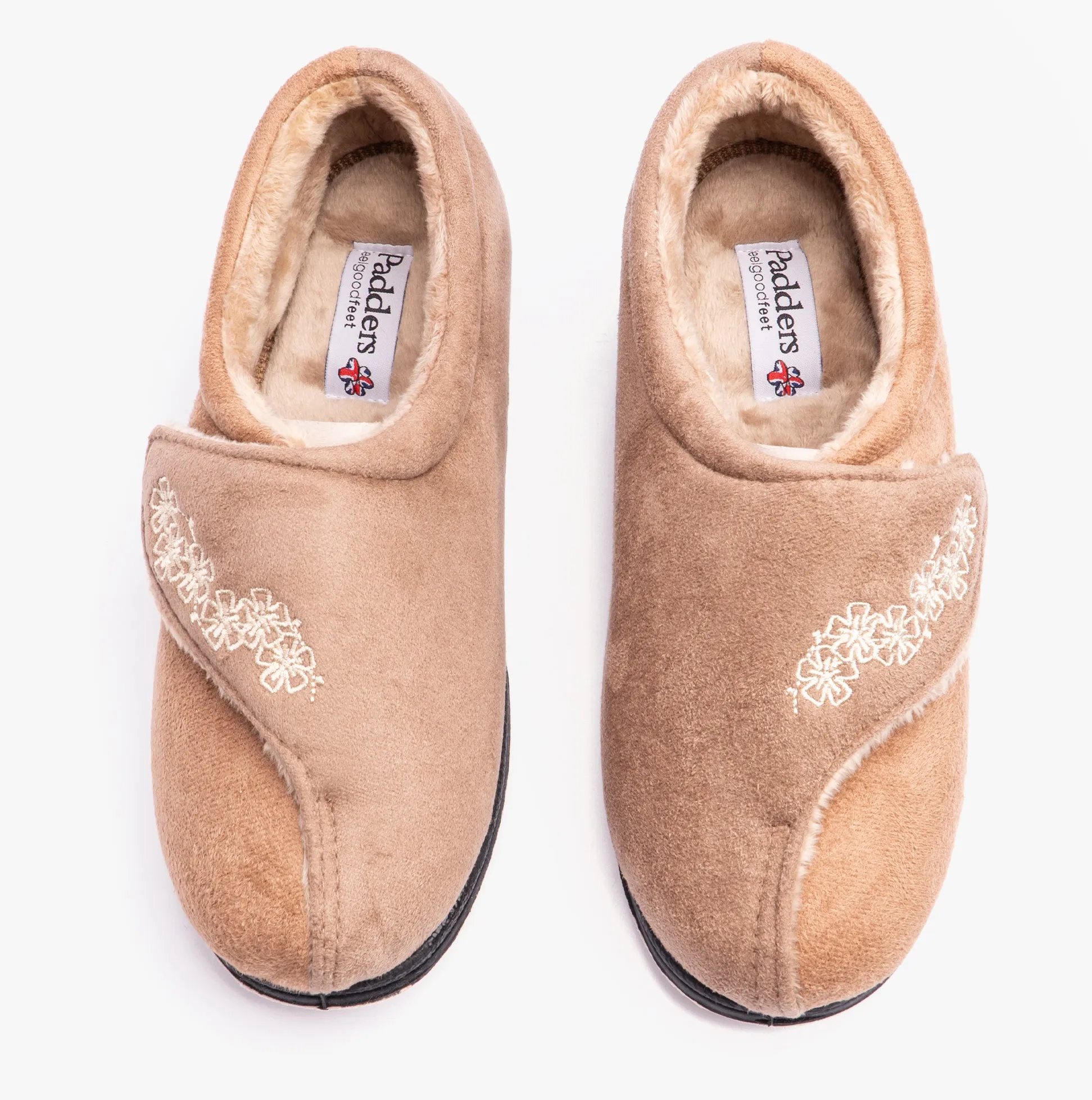 Padders HUG Womens (2E Fit) Touch Fasten Slippers Taupe sold by House of Slippers product image thumbnail 3