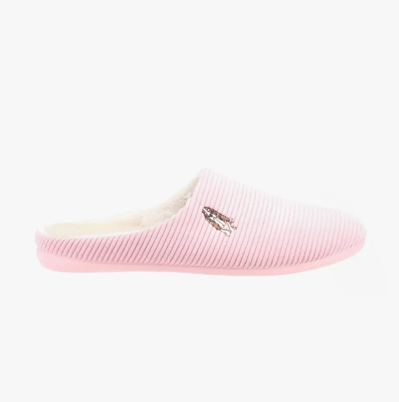 RAELYN Ladies Corduroy Mule Slippers Pink made by Hush Puppies