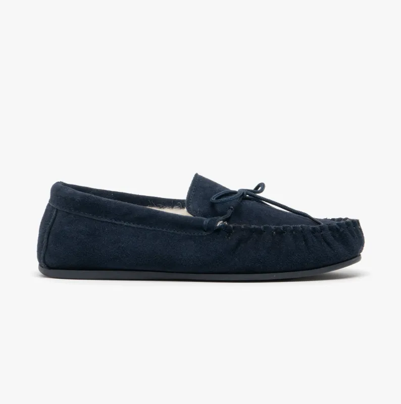Mokkers OLIVER Mens Moccasin Slippers Navy sold by House of Slippers