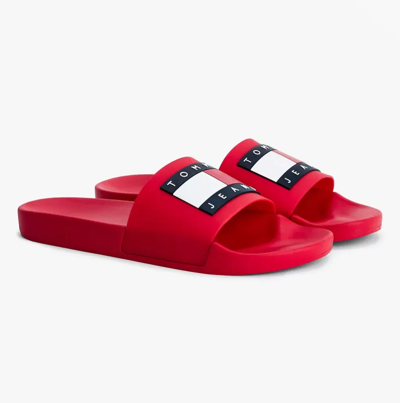 Tommy Hilfiger TJ POOL SLIDES Mens Slides Deep Crimson made by Tommy Hilfiger