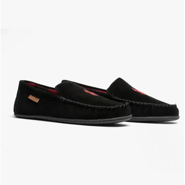 COLLINS Mens Suede Mocassin Slippers Black sold by House of Slippers product image thumbnail 2
