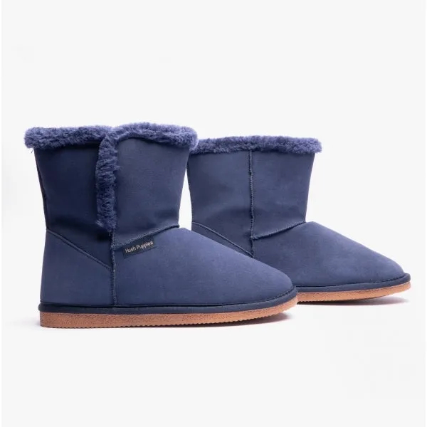 Hush Puppies ASHLEIGH Womens Suede Bootie Slippers Navy sold by House of Slippers product image thumbnail 5