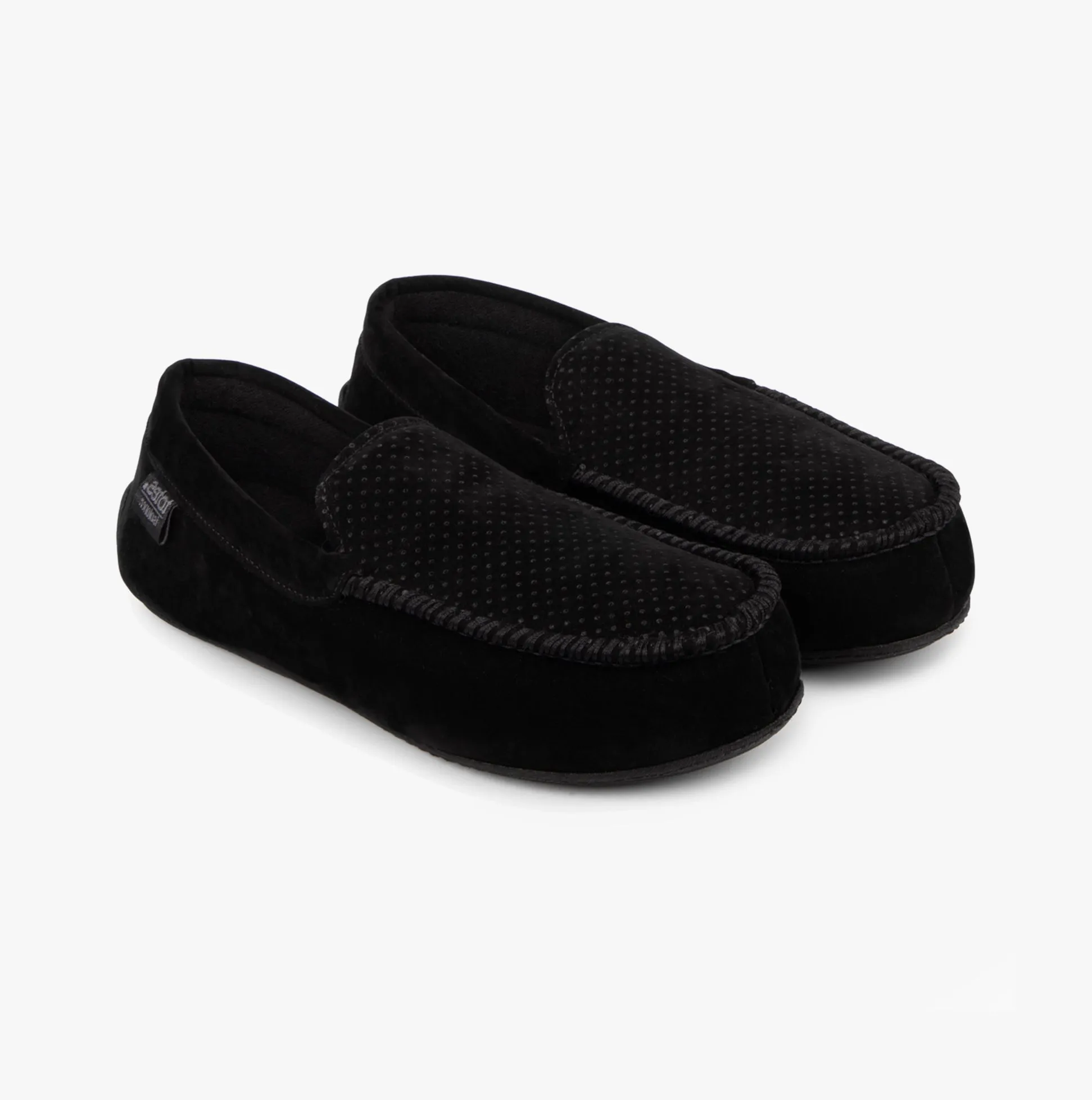 Totes Isotoner PERFORATED SUEDETTE Moccasin Slippers Mens Black sold by House of Slippers product image thumbnail 2