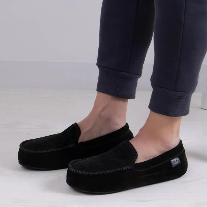 Totes Isotoner PERFORATED SUEDETTE Moccasin Slippers Mens Black sold by House of Slippers product image thumbnail 4