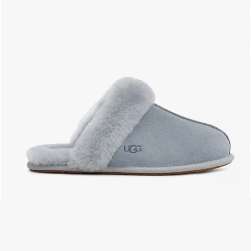 SCUFFETTE II Ladies Suede Mule Slippers Ash Fog sold by House of Slippers