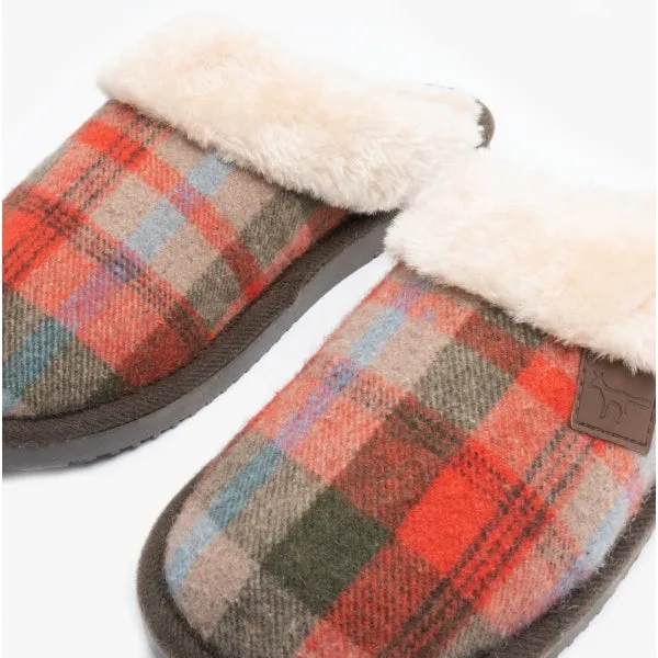 SHETLAND Ladies Mule Slippers Brown Tartan sold by House of Slippers product image thumbnail 5