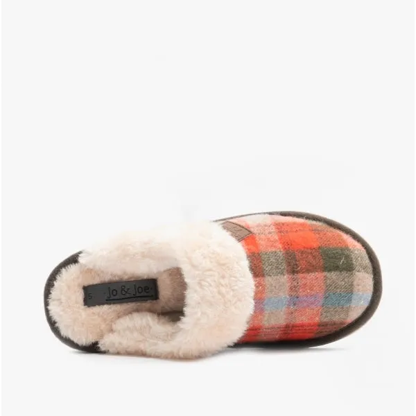 SHETLAND Ladies Mule Slippers Brown Tartan sold by House of Slippers product image thumbnail 4