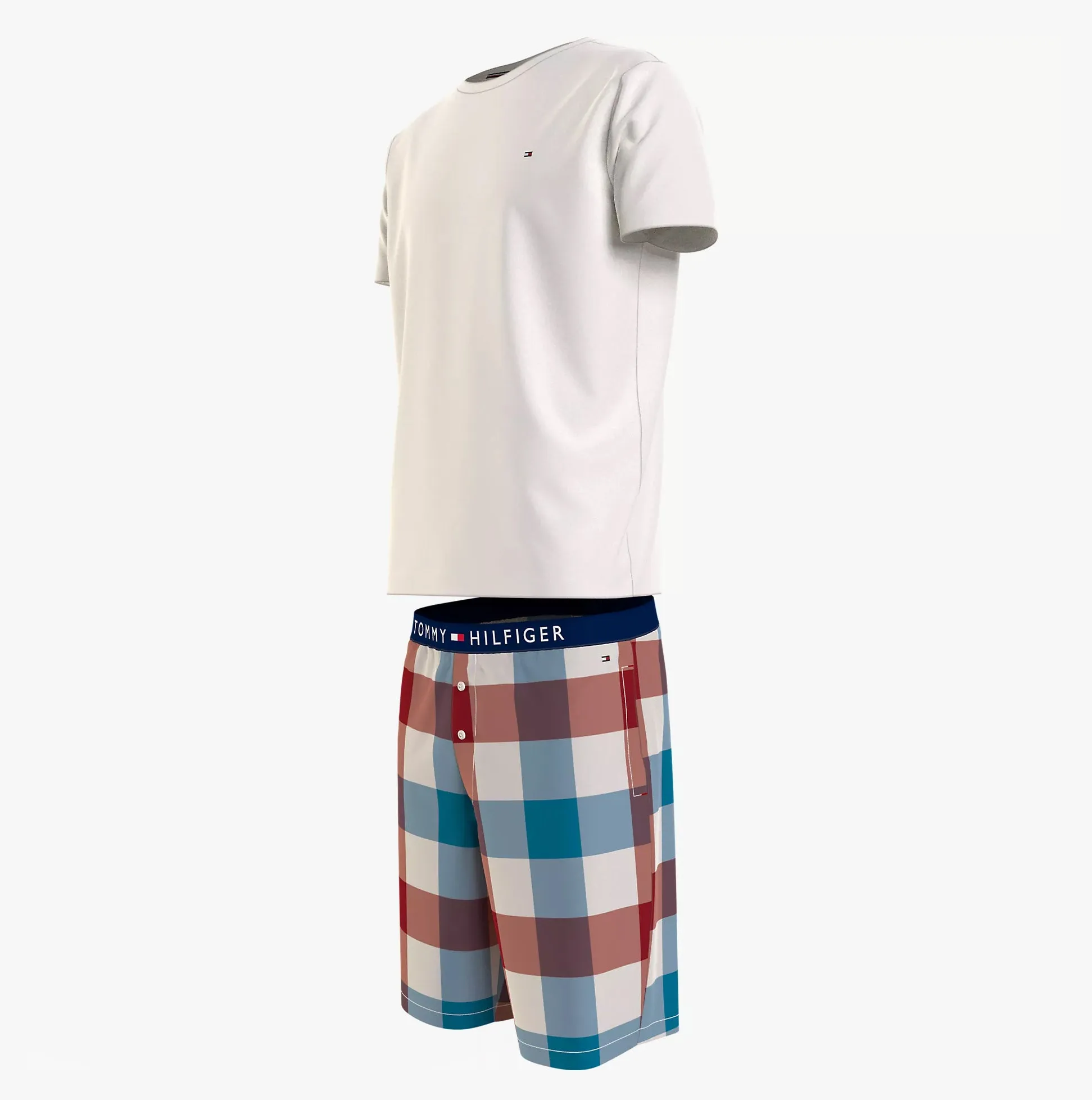 SHORT WOVEN Mens Pyjamas Set Ancient White/Xl Gingham sold by House of Slippers