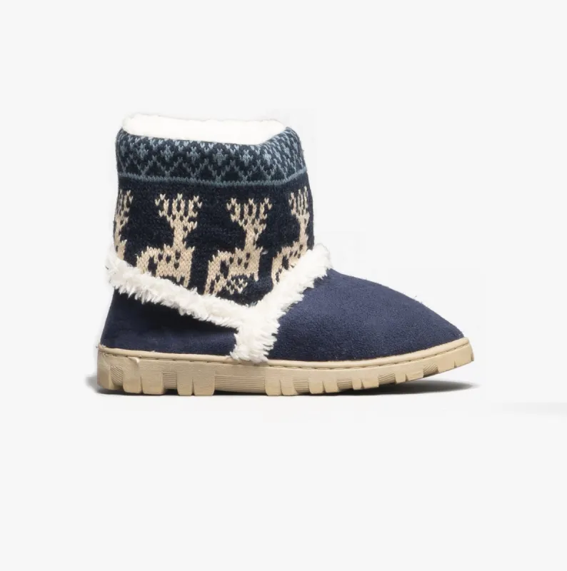 Mirak DENMARK Girls Boot Slippers Navy sold by House of Slippers