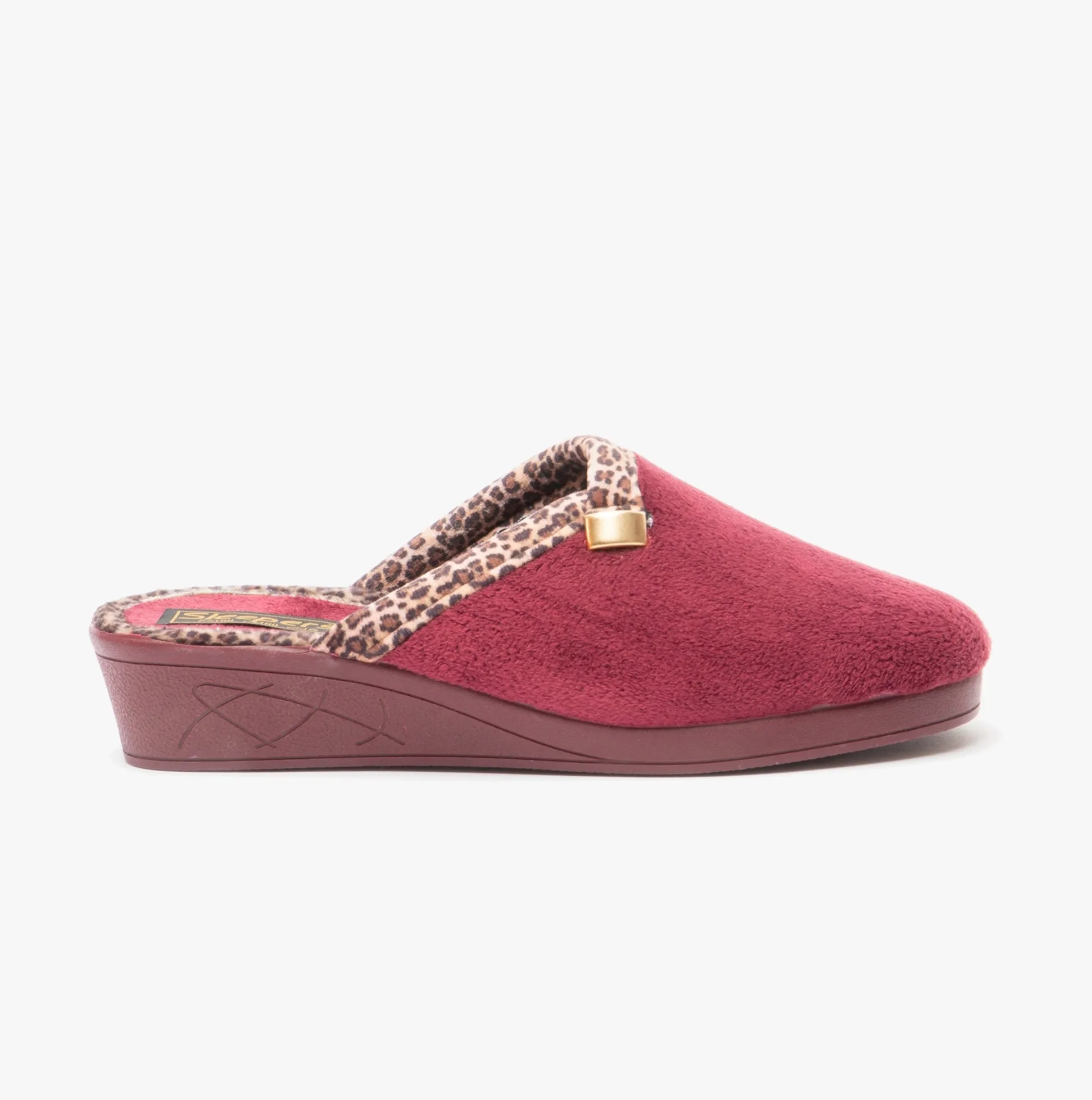 Sleepers JACKIE Womens Velour Mule Slippers Burgundy sold by House of Slippers