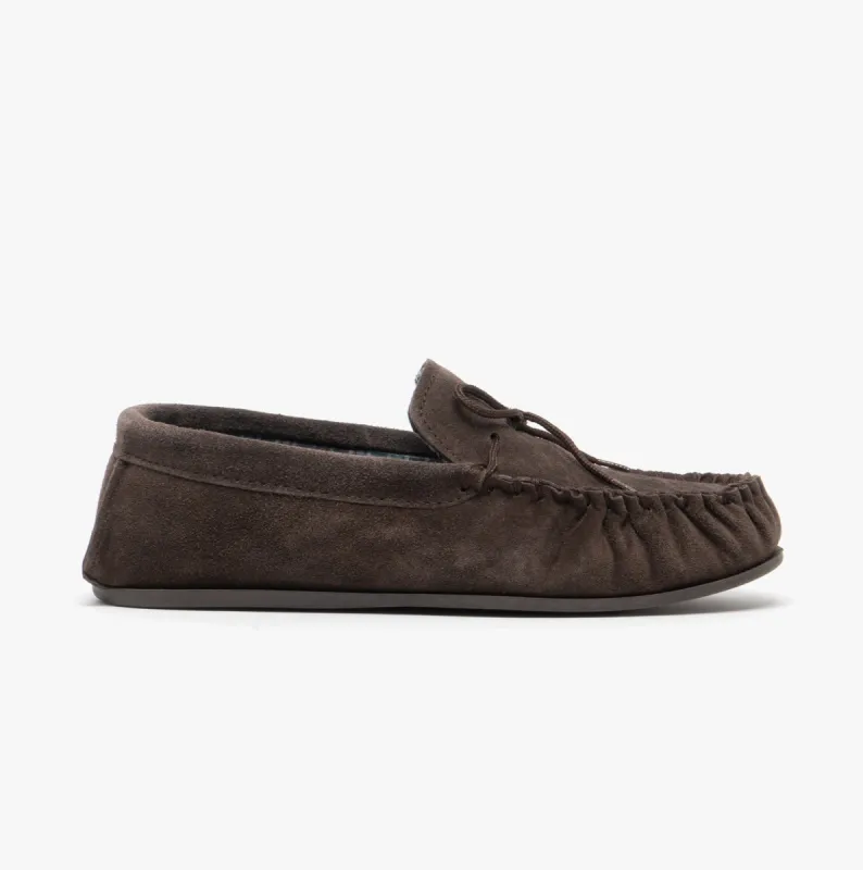 Mokkers BRUCE Mens Moccasin Slippers Dark Brown sold by House of Slippers