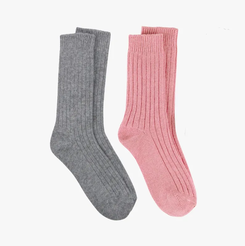 Cashmere Blend Womens Socks Pink / Grey sold by House of Slippers