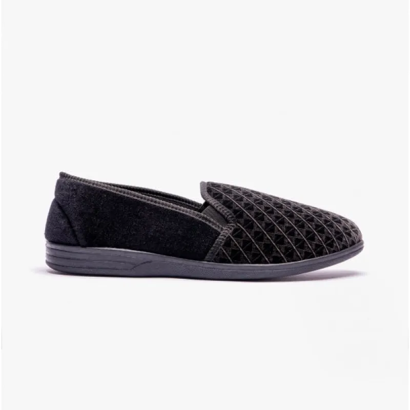 Zedzzz KEVIN Mens Full Slippers Black sold by House of Slippers