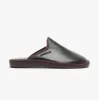 136 (DUBLIN) Mens Leather Mule Slippers Black sold by House of Slippers
