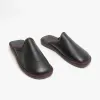 136 (DUBLIN) Mens Leather Mule Slippers Black sold by House of Slippers