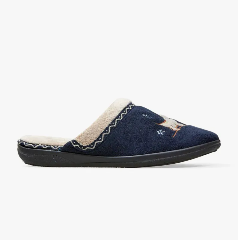 Padders SCOTTY Womens (2E Fit) Mule Slippers Navy sold by House of Slippers