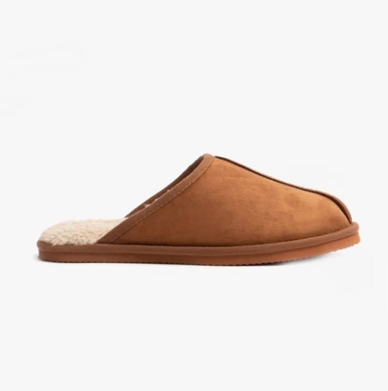 Jack & Jones DUDELY Mens Microfiber Mule Slippers Almond sold by House of Slippers
