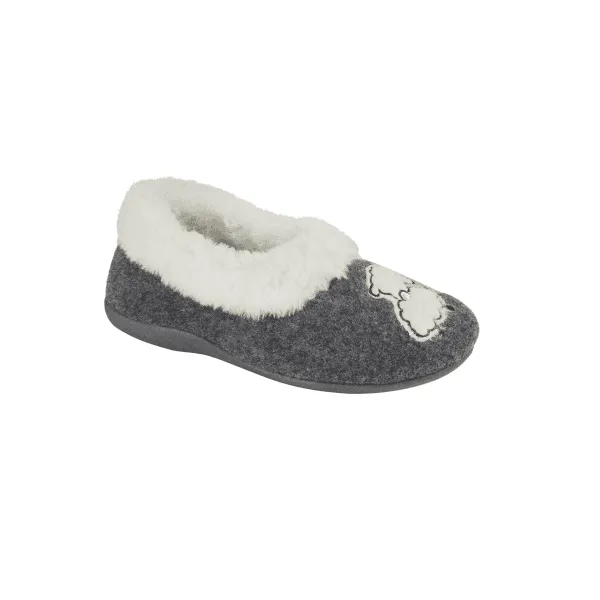 Sleepers NIKKI Womens Felt Sheep Full Slippers Grey sold by House of Slippers