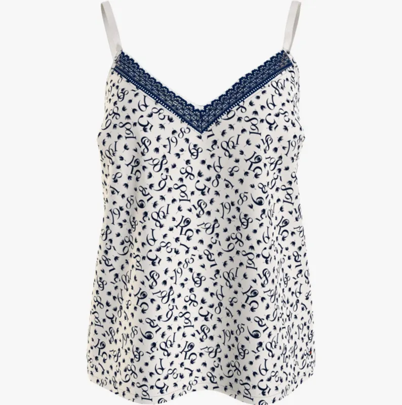 Tommy Hilfiger WOVEN CAMI PRINT Womens Top Feather Print Ecru sold by House of Slippers