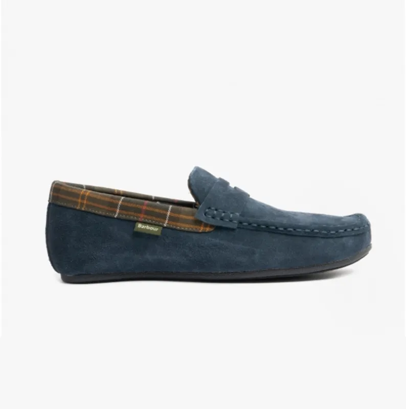Barbour PORTERFIELD Mens Suede Loafer Slippers Navy sold by House of Slippers