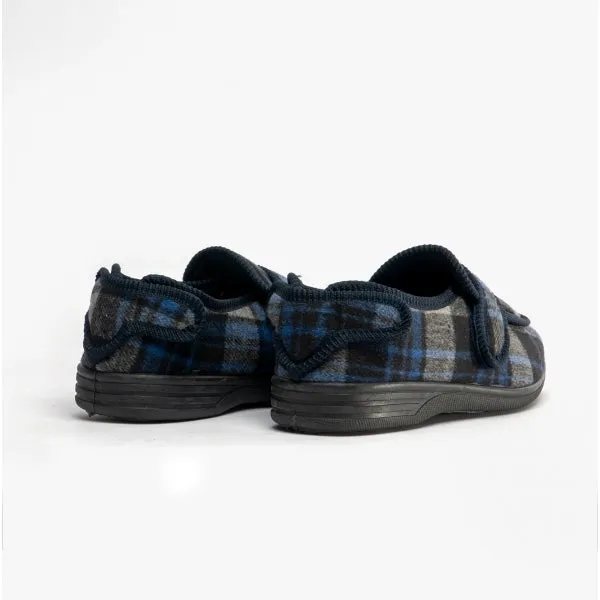 Jo & Joe BUXTON Mens Touch Fasten Slippers Navy/Grey sold by House of Slippers product image thumbnail 2