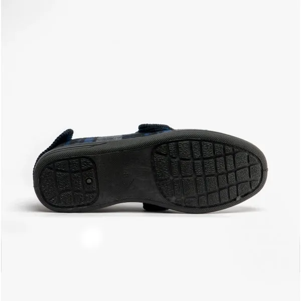 Jo & Joe BUXTON Mens Touch Fasten Slippers Navy/Grey sold by House of Slippers product image thumbnail 4