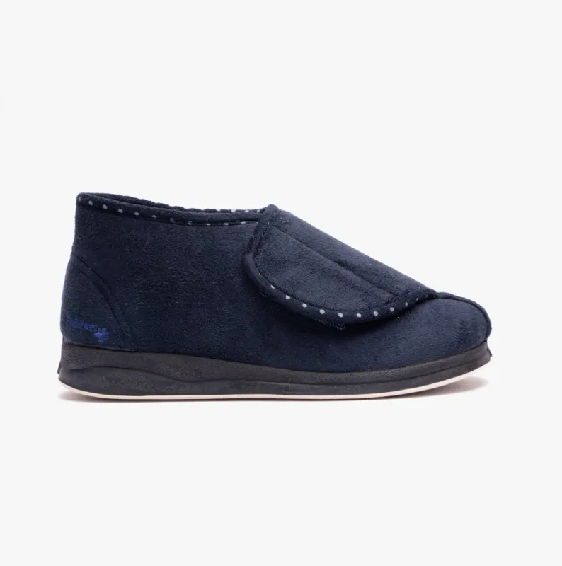 Padders CHERISH Womens (2E Fit) Touch Fasten Boot Slippers Navy sold by House of Slippers