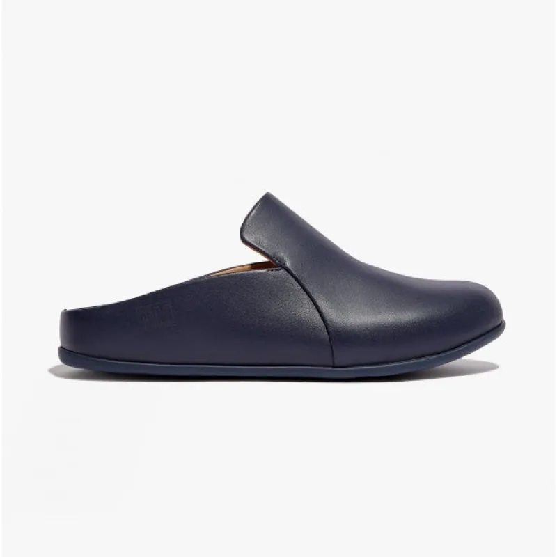 CHRISSIE II Haus Ladies Leather Slippers Midnight Navy made by House of Slippers