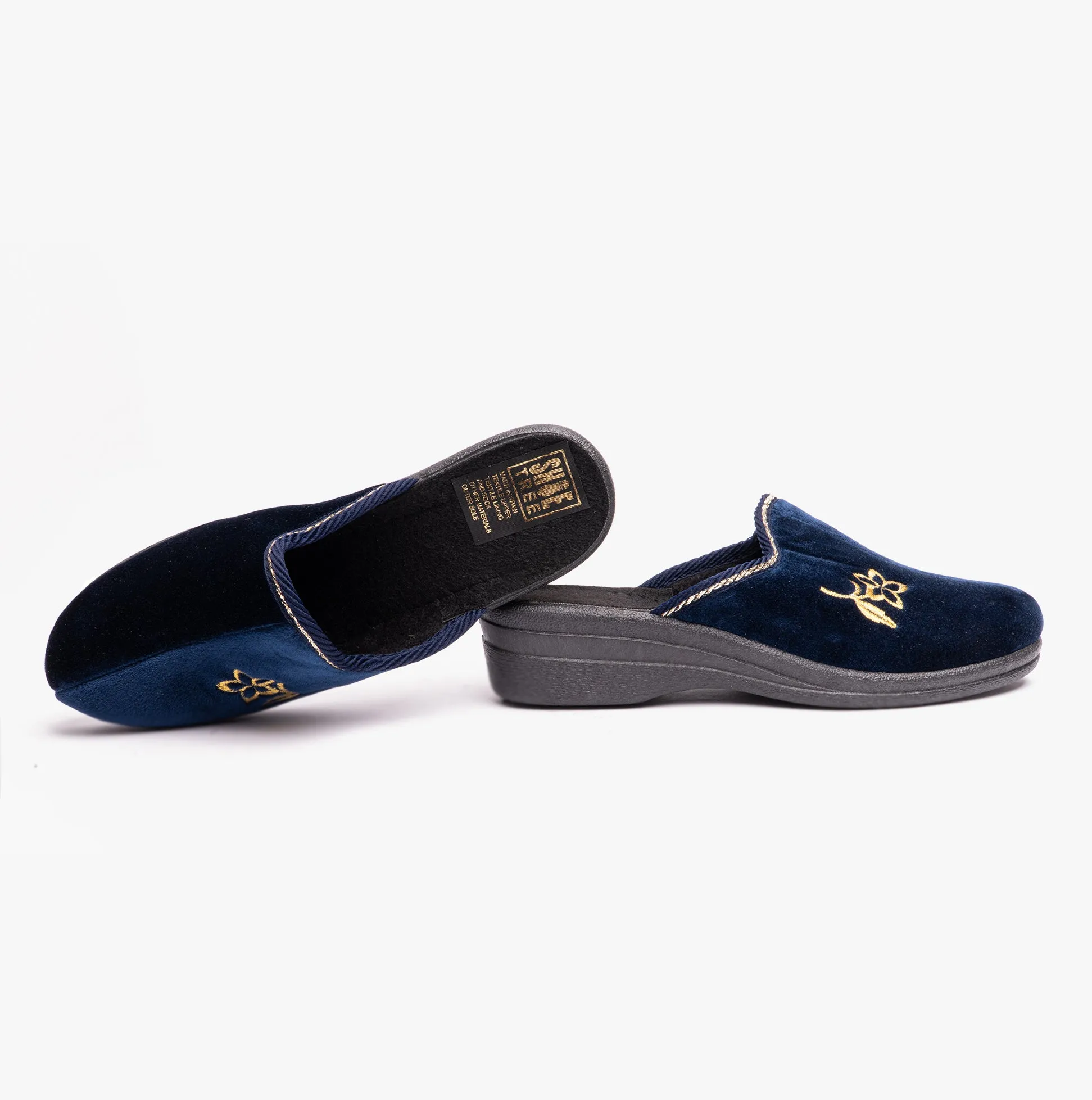 Jo & Joe HELEN Womens Wedge Heel Mule Slippers Navy sold by House of Slippers product image thumbnail 4