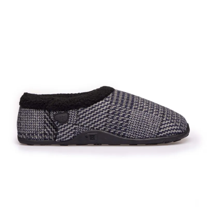 DAN Mens Full Slippers Grey/Navy Tweed sold by House of Slippers