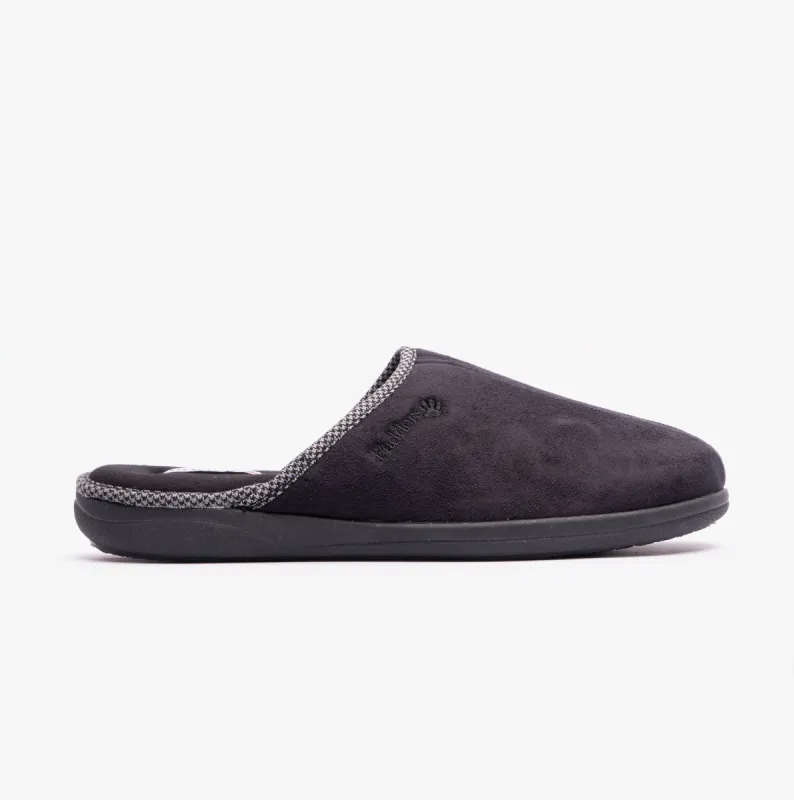 Padders LUKE Mens (G Fit) Mule Slippers Black sold by House of Slippers