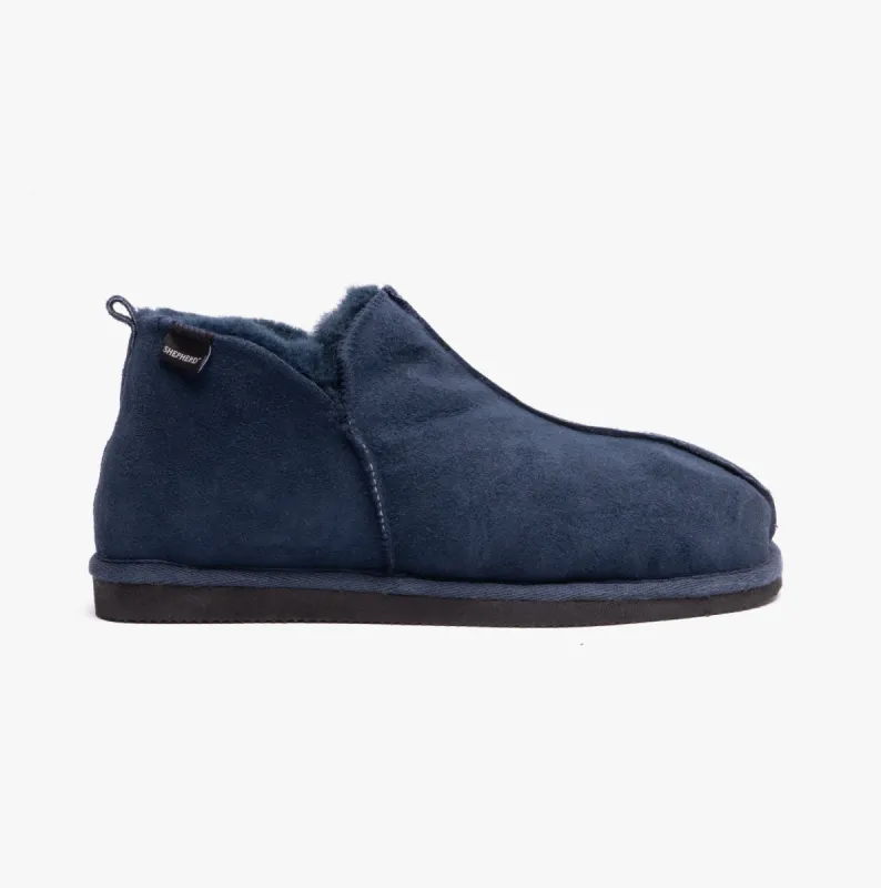 ANTON Mens Sheepskin Slipper Boots Navy sold by House of Slippers