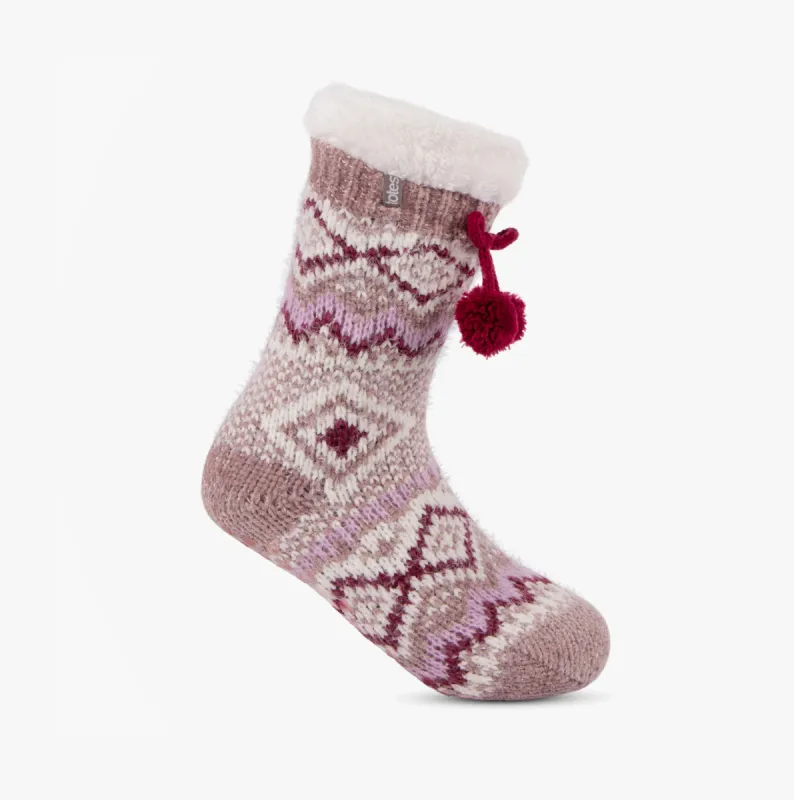 FAIR ISLE Chenille Womens Socks Berry sold by House of Slippers
