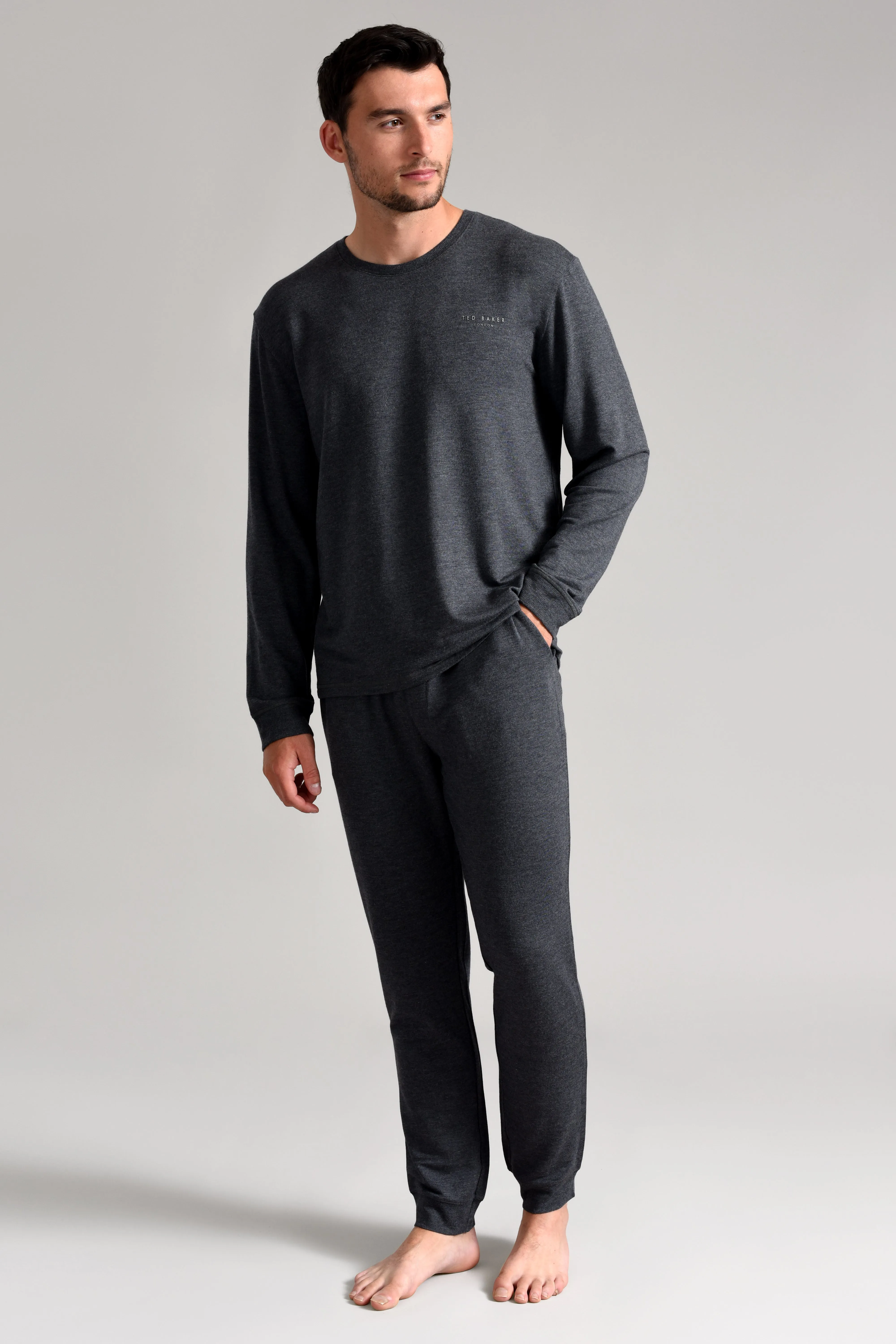 Ted Baker SUPER SOFT Long Sleeve Top Mens Dark Grey sold by House of Slippers