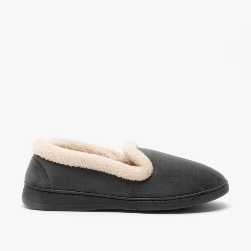 Jo & Joe CASHMERE Womens Velour Full Slippers Charcoal made by House of Slippers