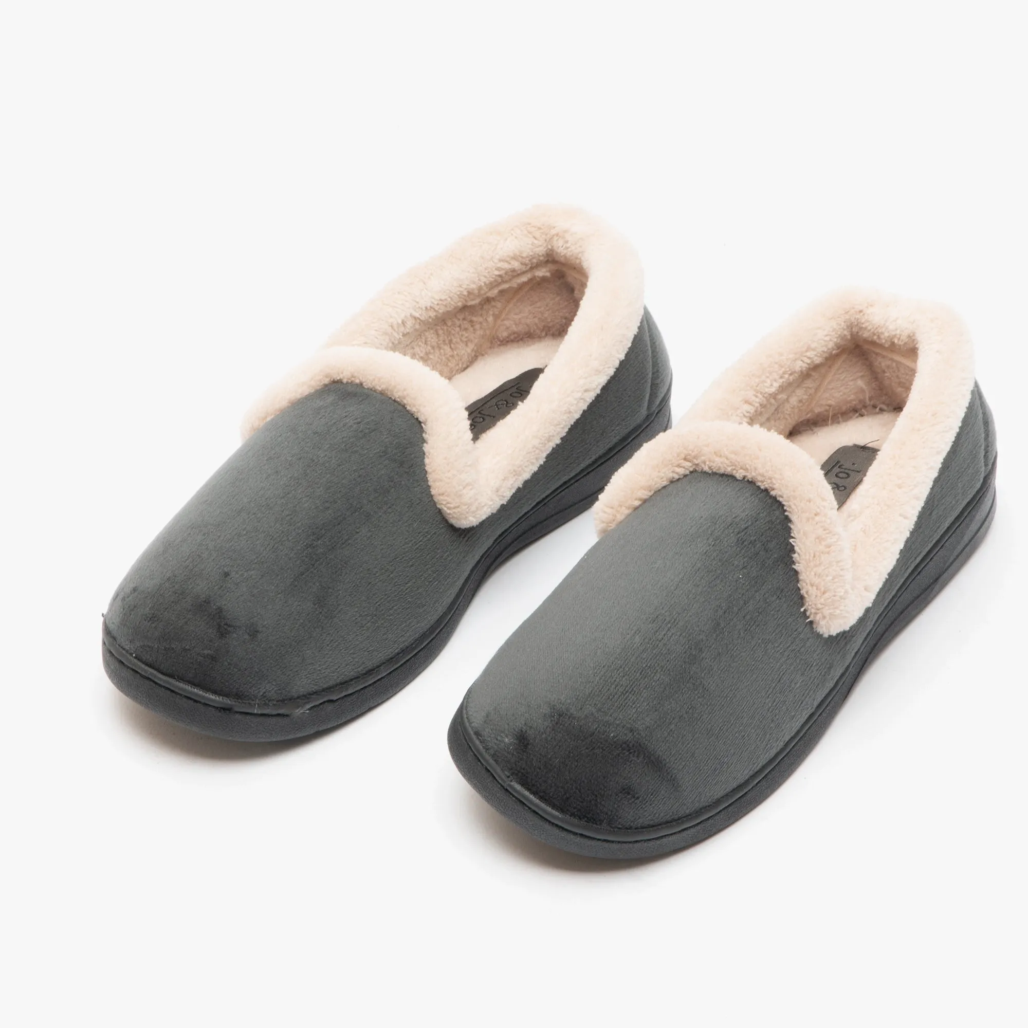 Jo & Joe CASHMERE Womens Velour Full Slippers Charcoal sold by House of Slippers product image thumbnail 2