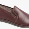 663 (DUBLIN) Mens Leather Full Slippers Bordeaux sold by House of Slippers