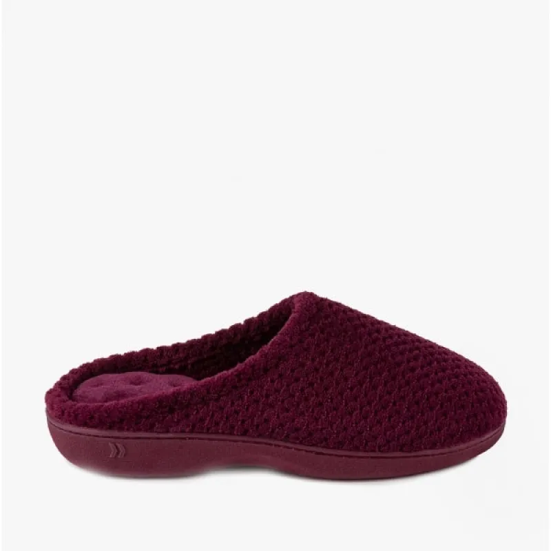POPCORN TERRY Ladies Mule Slippers Burgundy sold by House of Slippers