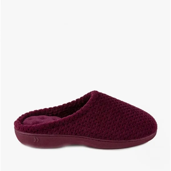 POPCORN TERRY Ladies Mule Slippers Burgundy sold by House of Slippers