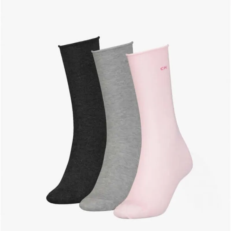Calvin Klein 3 Pack Womens Crew Socks Pink Combo sold by House of Slippers