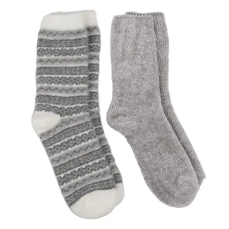 FAIR ISLE Chenille Womens Socks Grey sold by House of Slippers