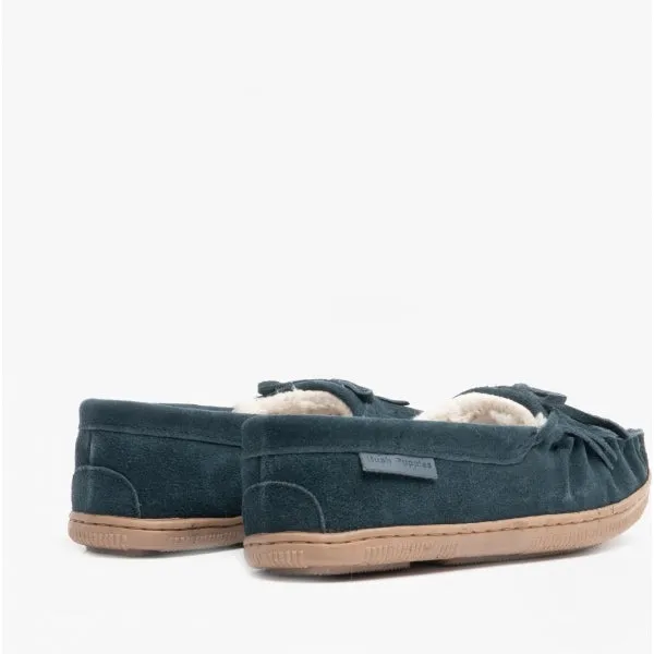Hush Puppies ADDY Womens Suede Moccasin Slippers Navy sold by House of Slippers product image thumbnail 5
