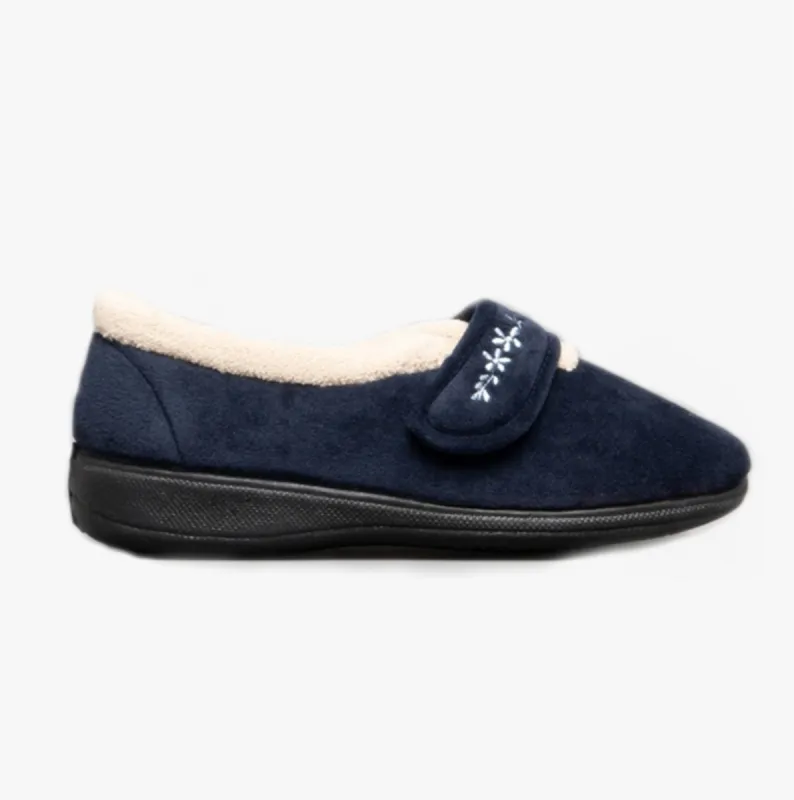 Fleet & Foster CAPA Womens Slippers Navy made by House of Slippers