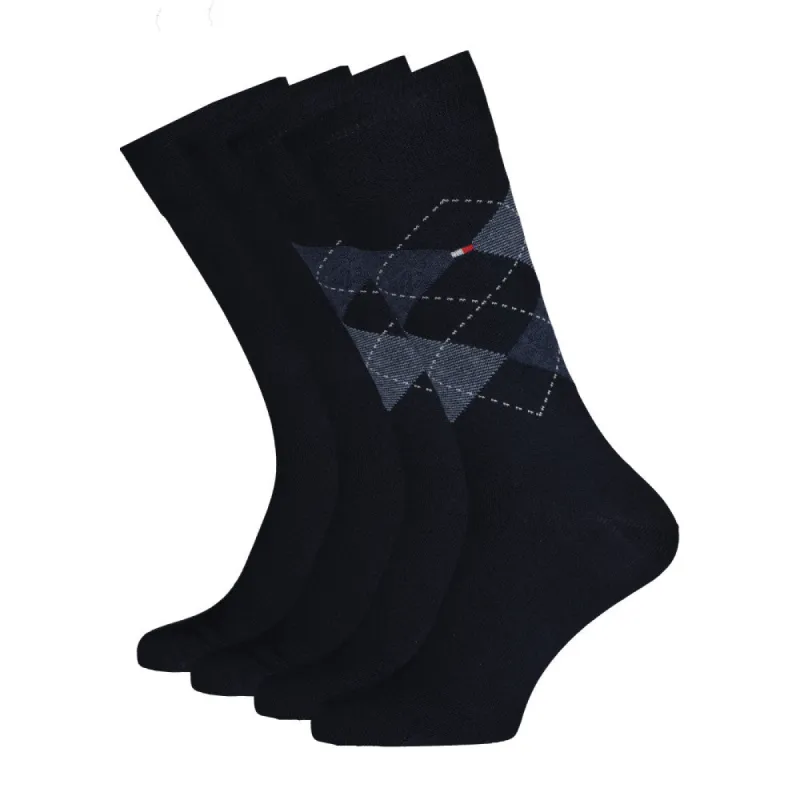 Tommy Hilfiger 2 Pack Mens Crew Checked Socks Navy made by Tommy Hilfiger
