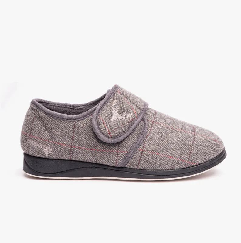 CHARLES Mens Slippers Grey Combi sold by House of Slippers