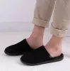 PERFORATED SUEDETTE Mule Slippers Mens Black sold by House of Slippers